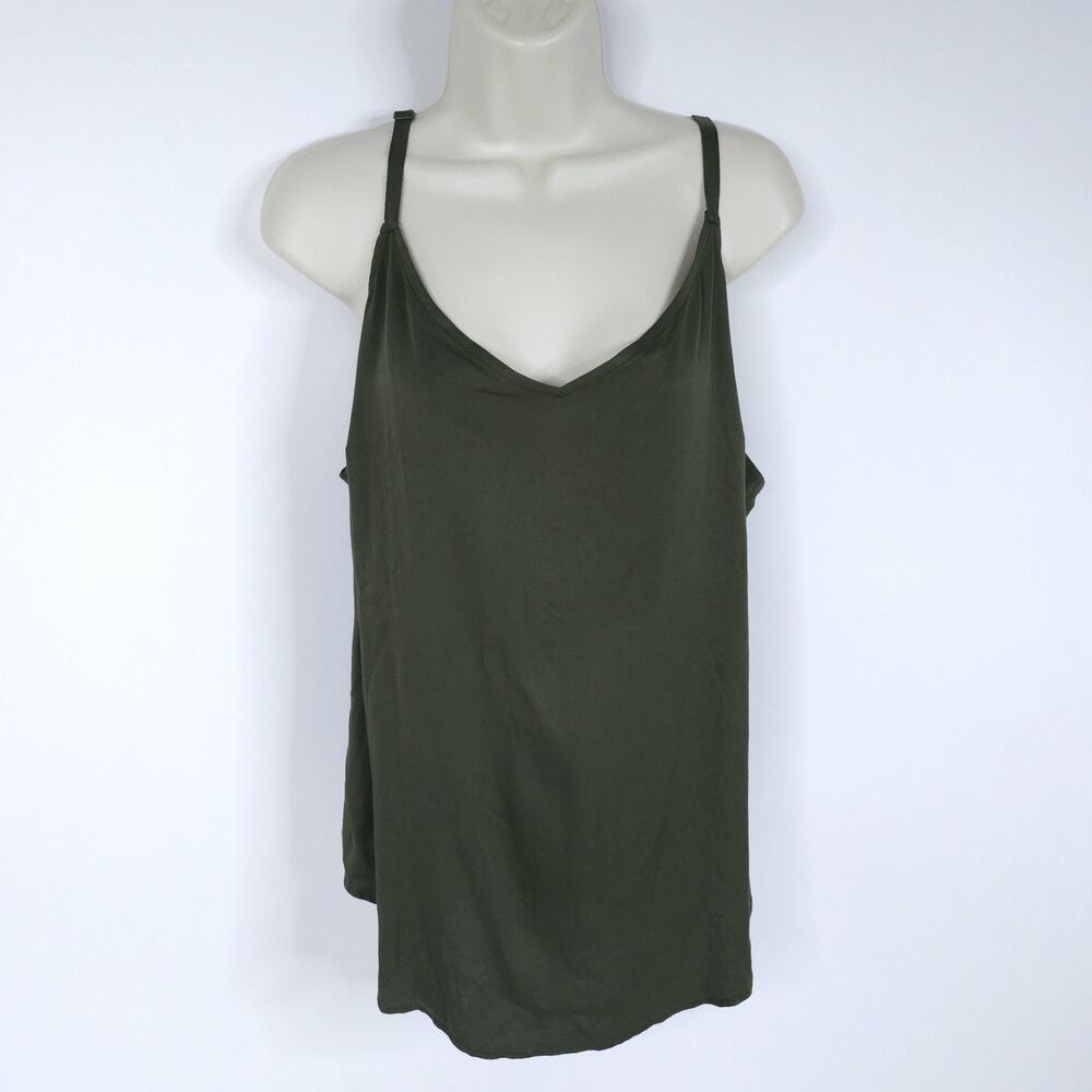 Torrid Womens Cami Top Shirt 0 Plus Size Green Sleeveless Spaghetti Stripe